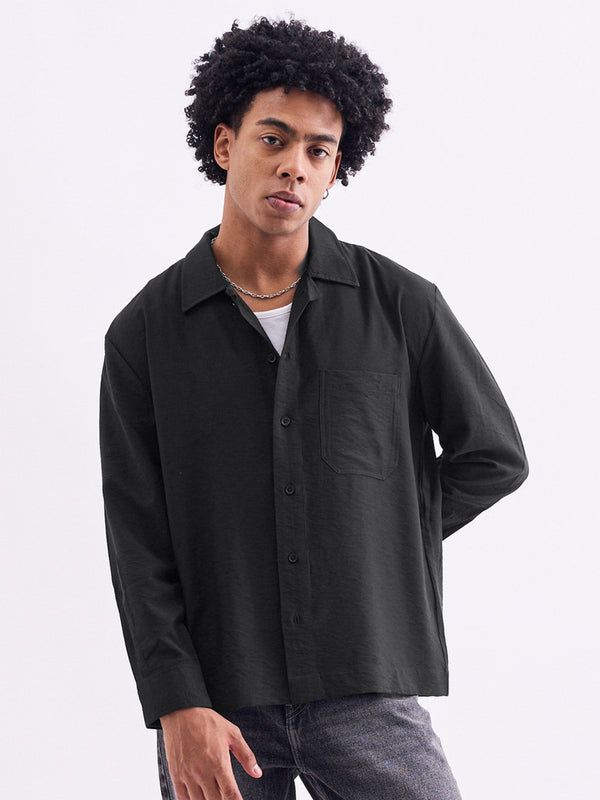 Black Plain Summer Overshirt