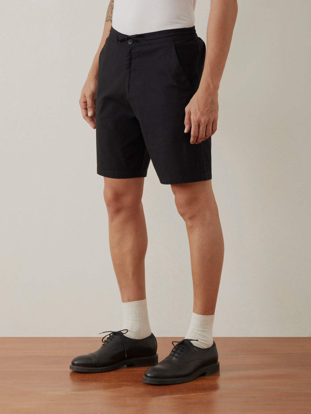 Black Plain Athleisure Shorts