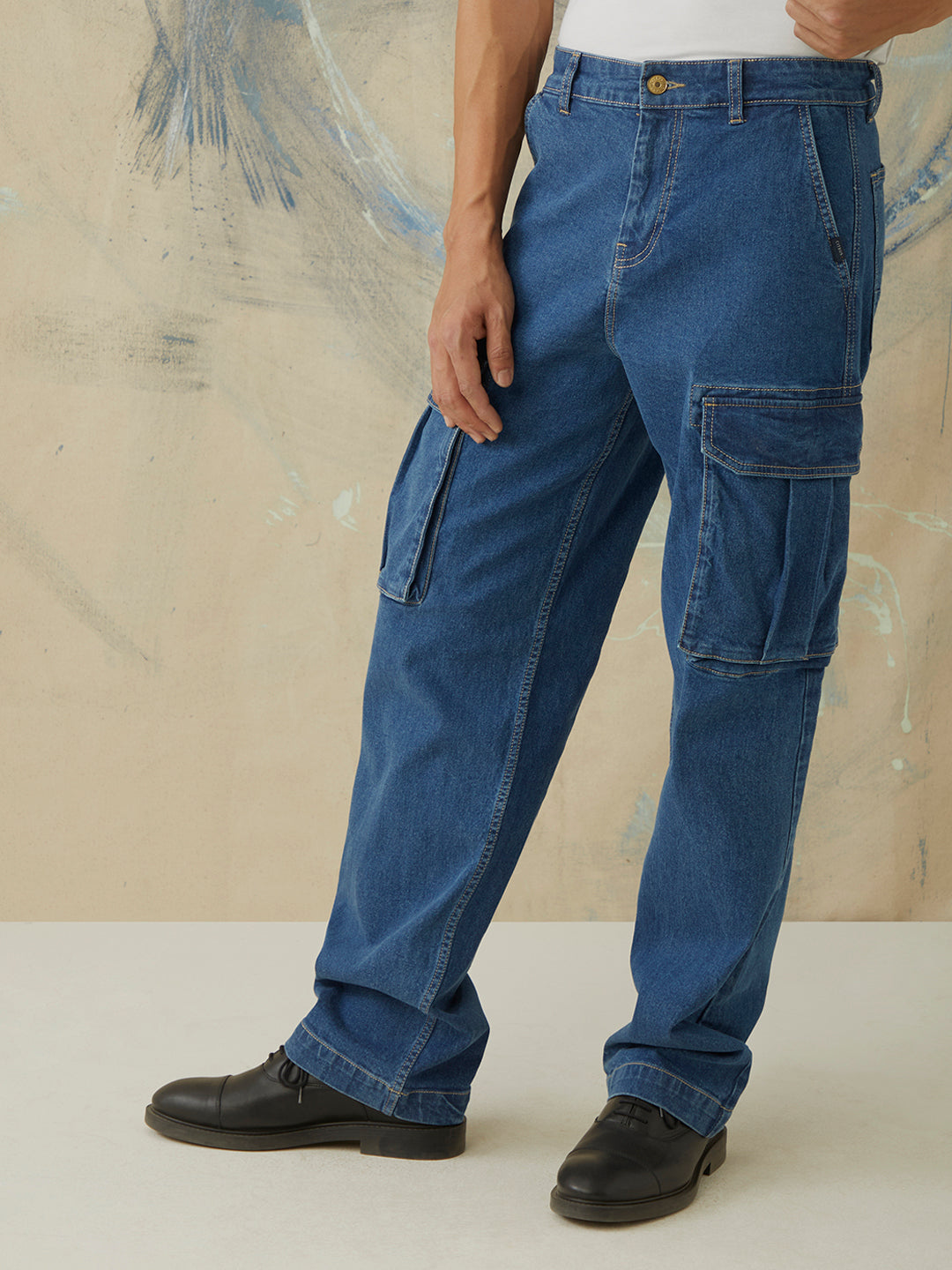 Navy Plain Cargo Pant