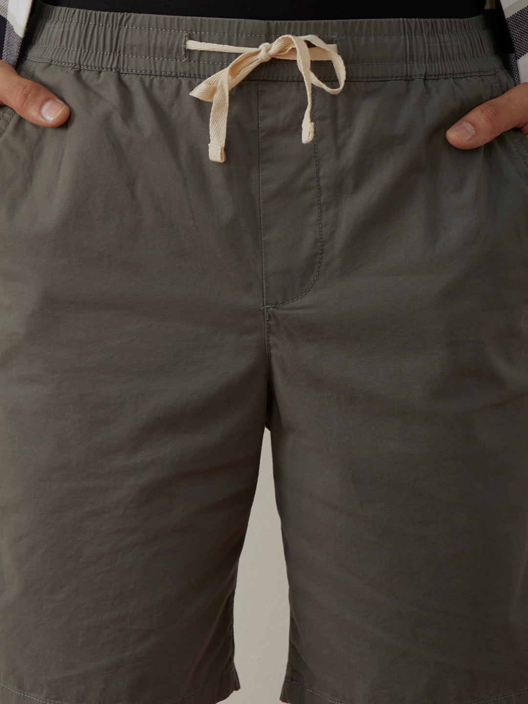 Grey Plain Cotton Shorts