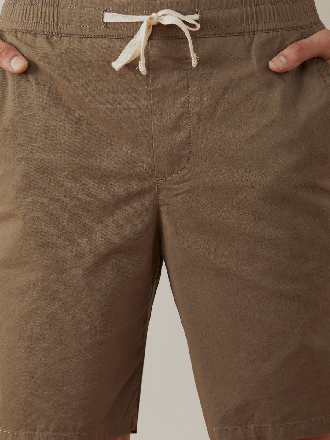 Light Brown Plain Cotton Shorts