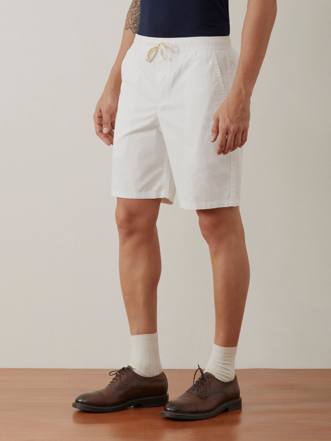 White Plain Cotton Shorts