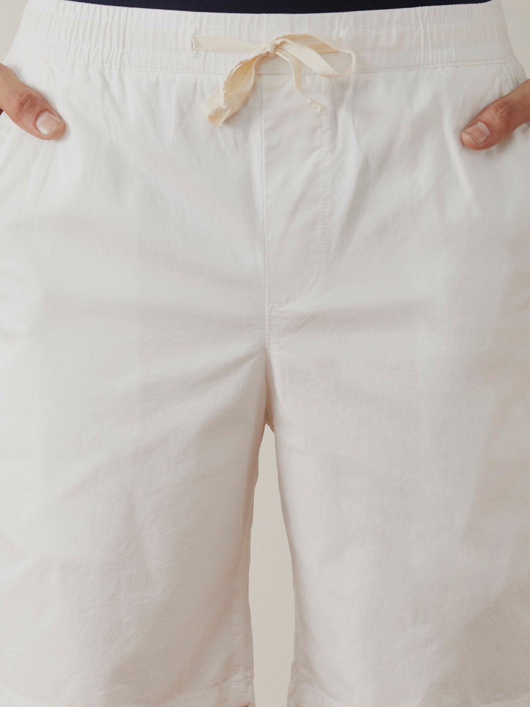 White Plain Cotton Shorts