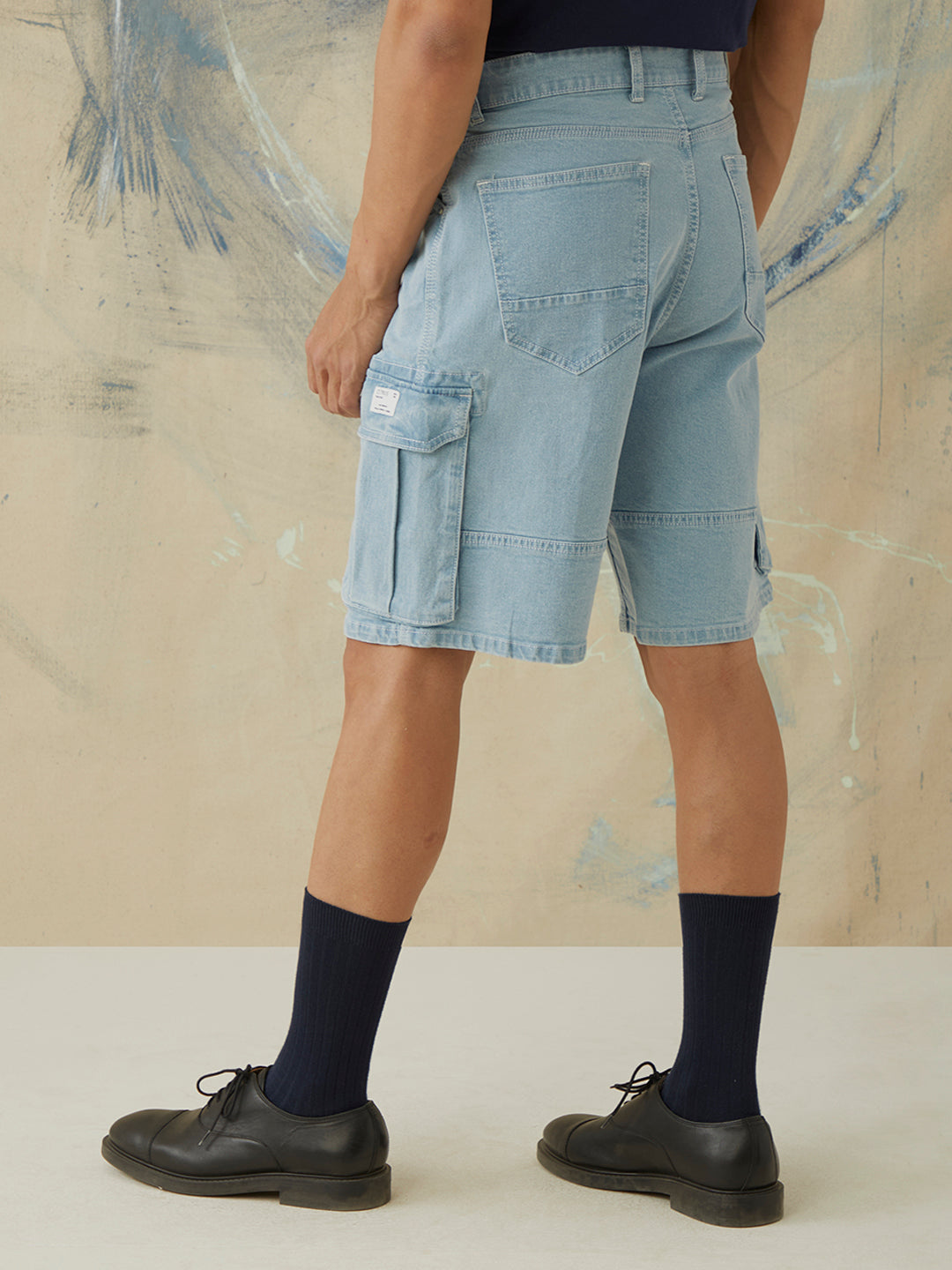 Indigo Plain Cargo Shorts