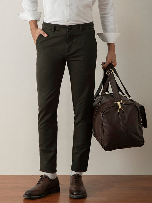 Olive Plain Cotton Trouser