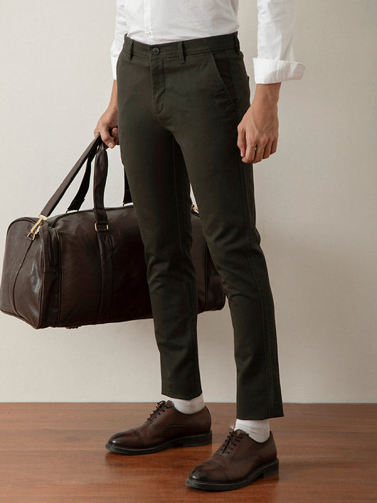 Olive Plain Cotton Trouser