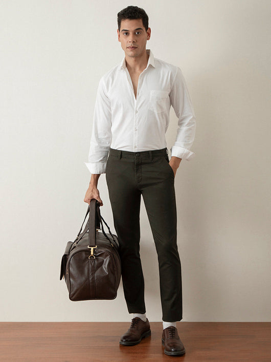 Olive Plain Cotton Trouser