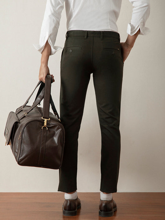 Olive Plain Cotton Trouser