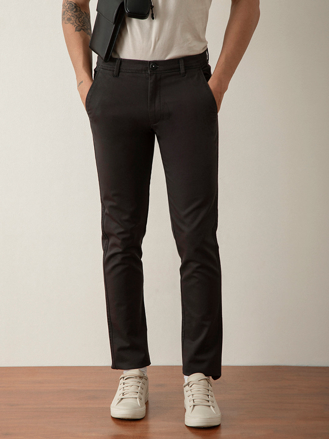 Dark Grey Plain Cotton Trouser