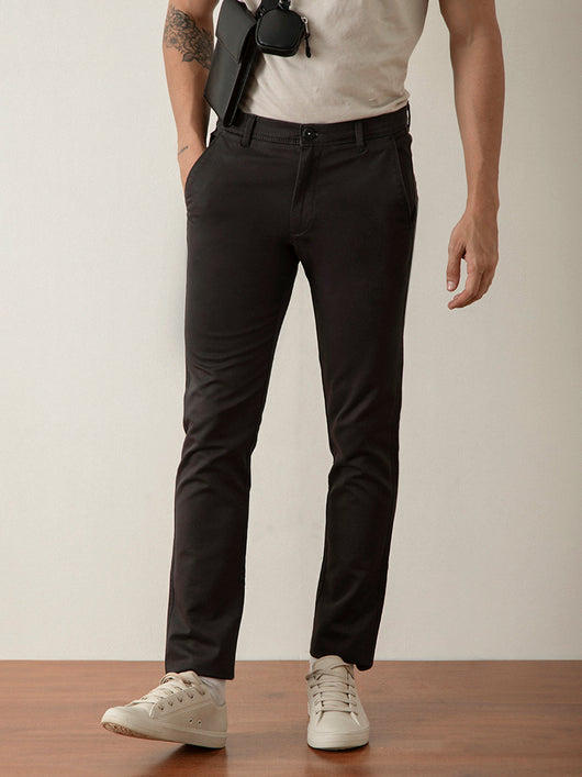 Dark Grey Plain Cotton Trouser