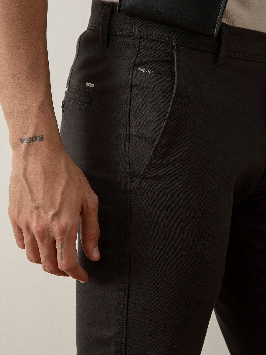 Dark Grey Plain Cotton Trouser