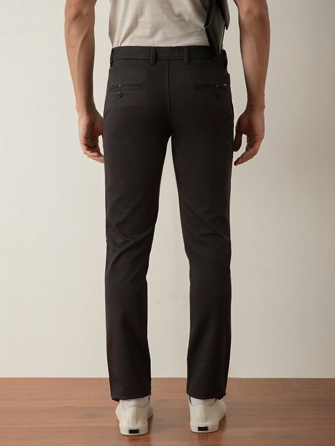 Dark Grey Plain Cotton Trouser