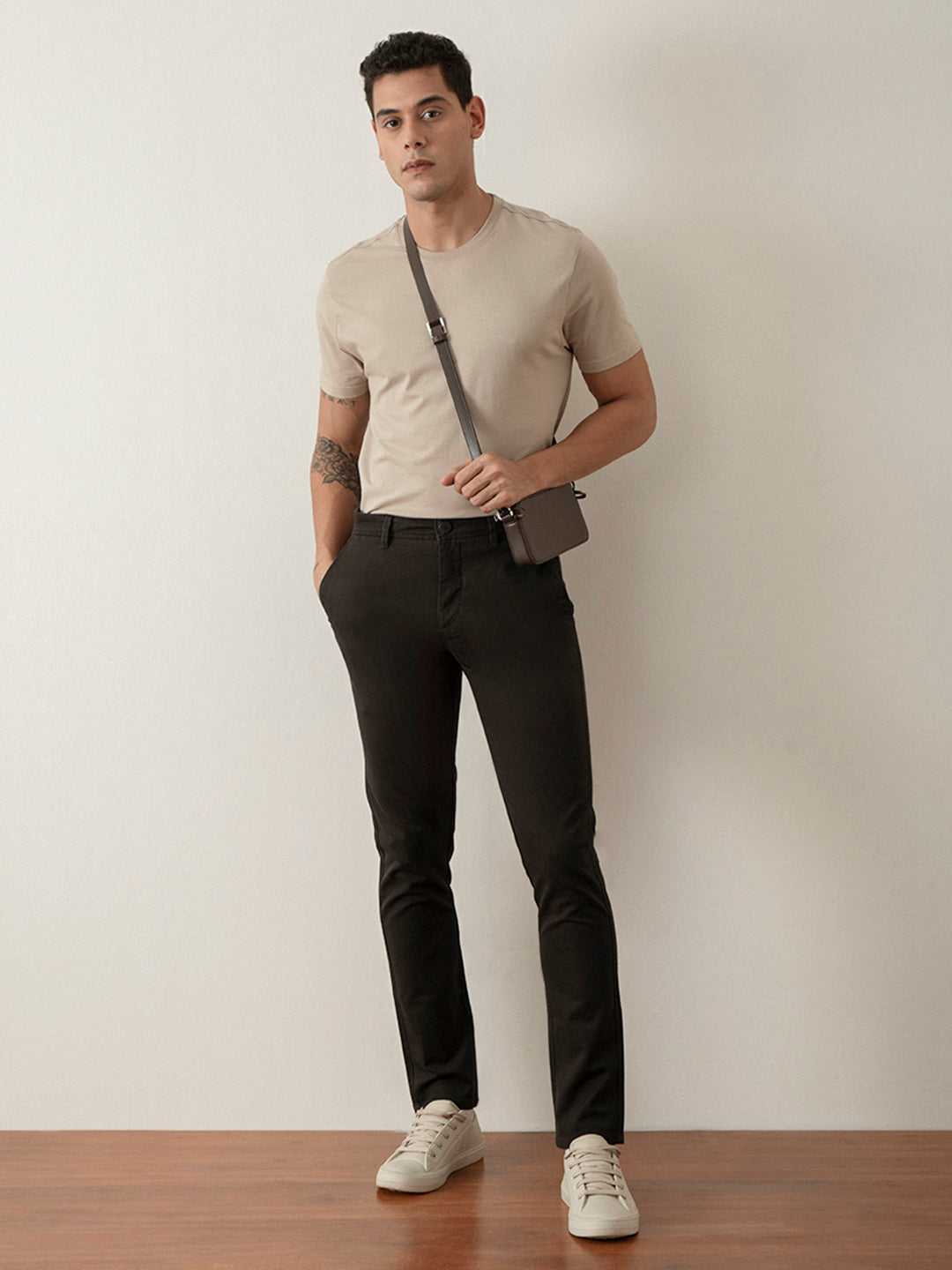 Brown Plain Cotton Trouser