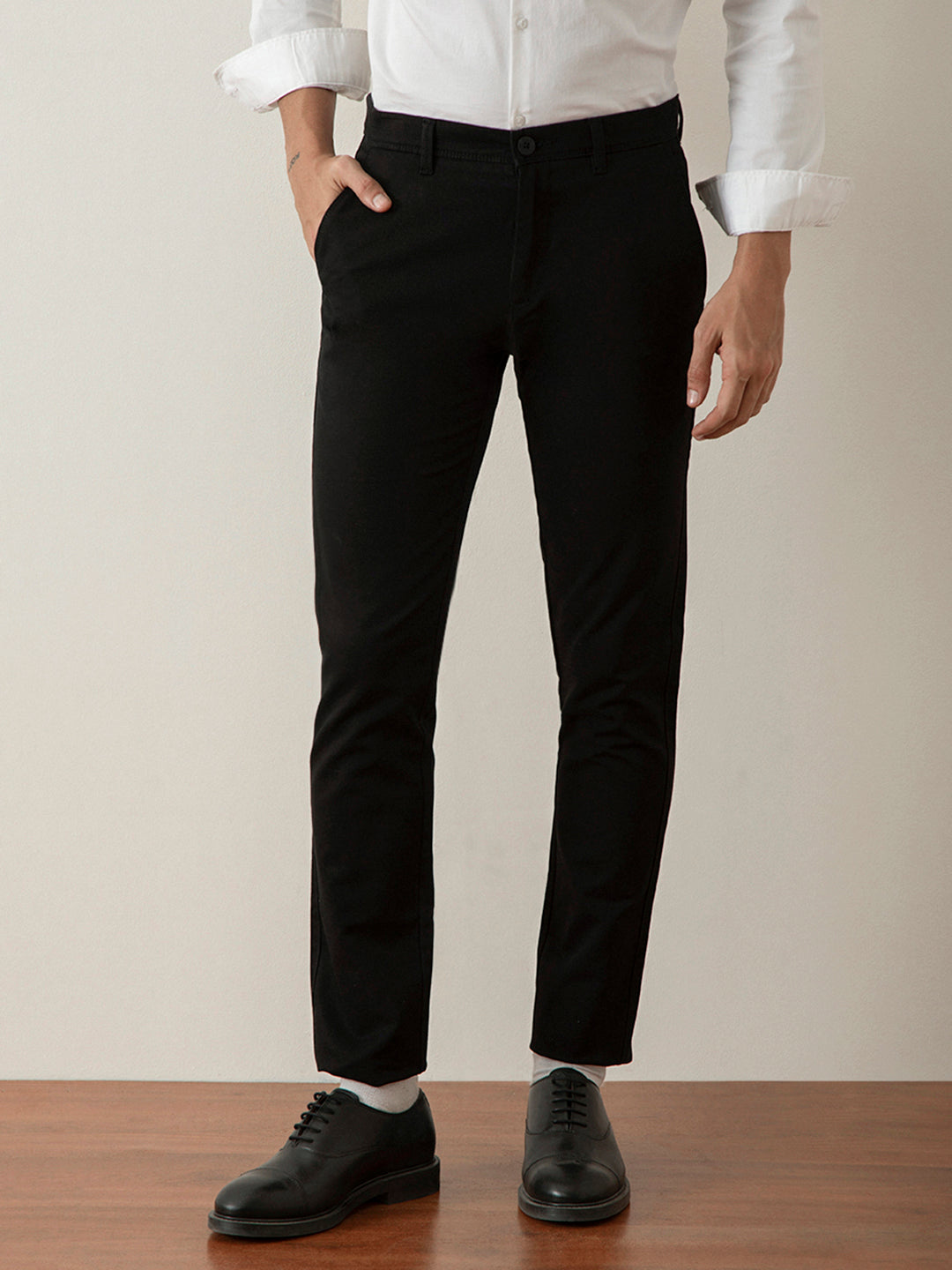 Black Plain Cotton Trouser