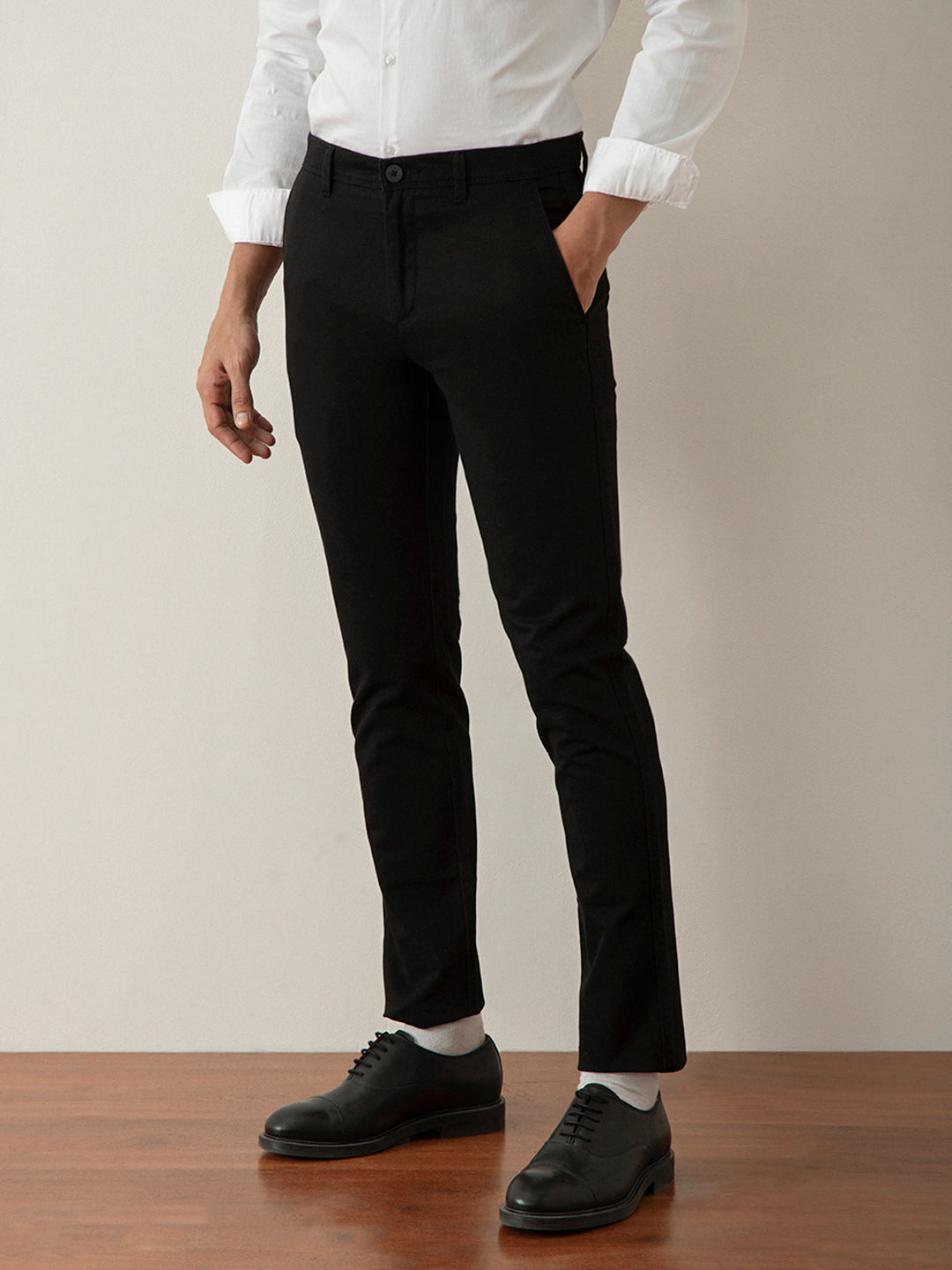 Black Plain Cotton Trouser