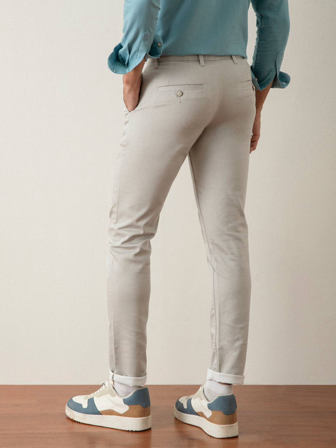 Light Grey Plain Slim Fit Trouser