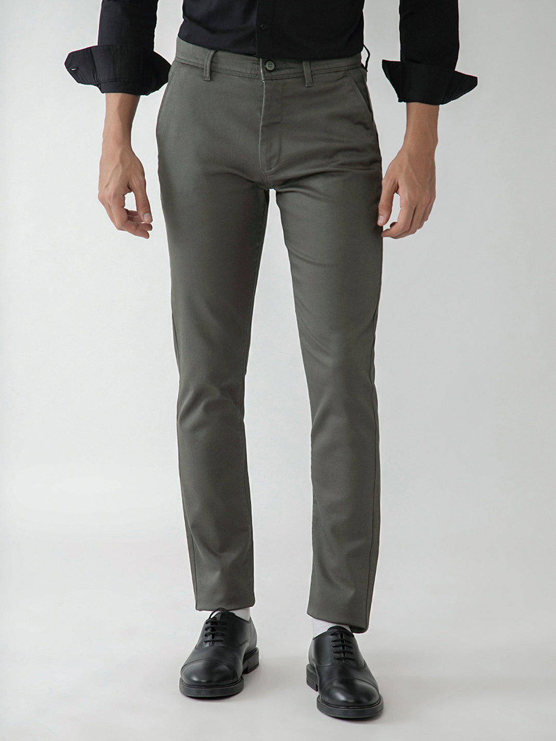 Light Brown Plain Slim Fit Trouser