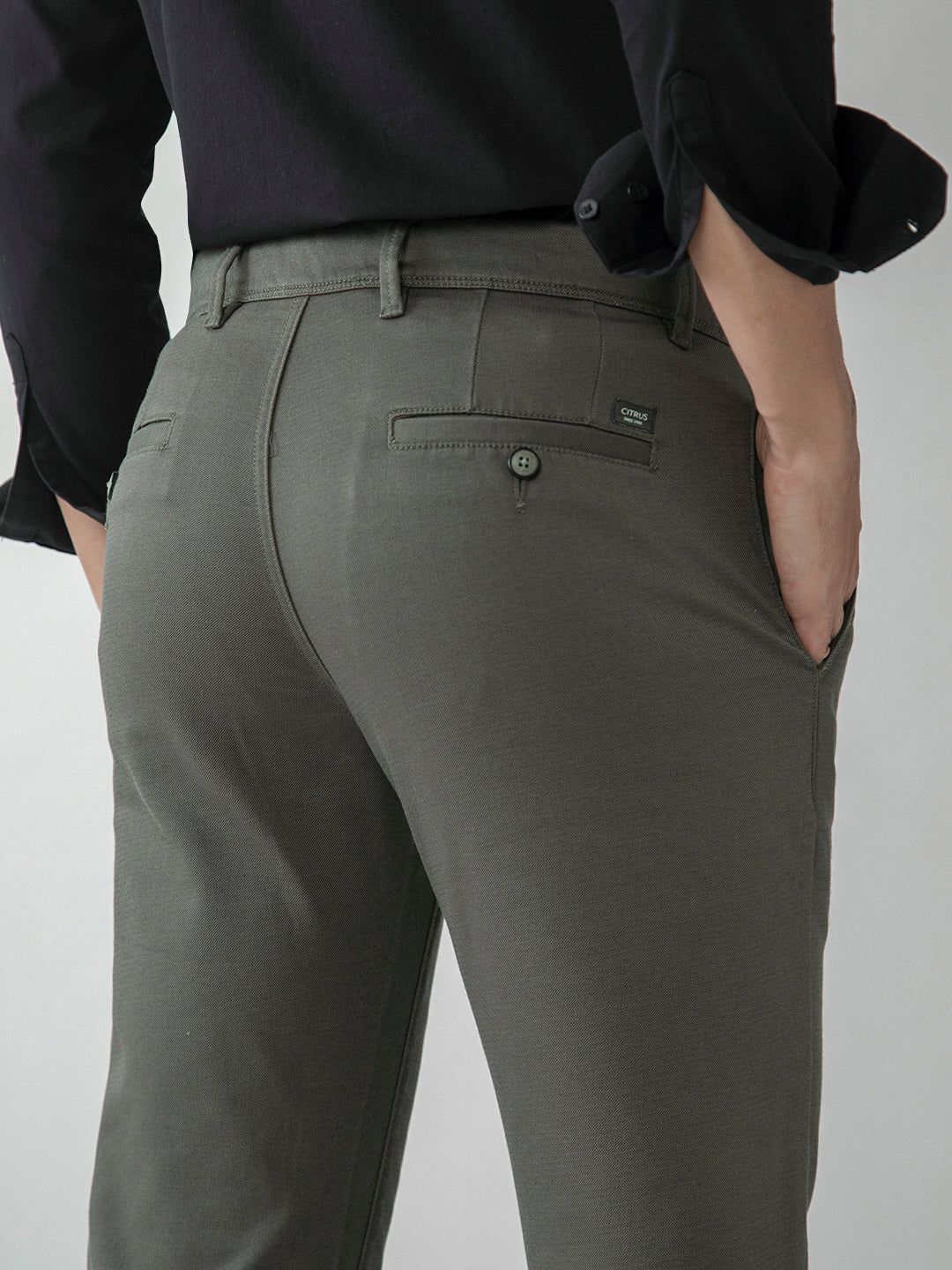 Light Brown Plain Slim Fit Trouser