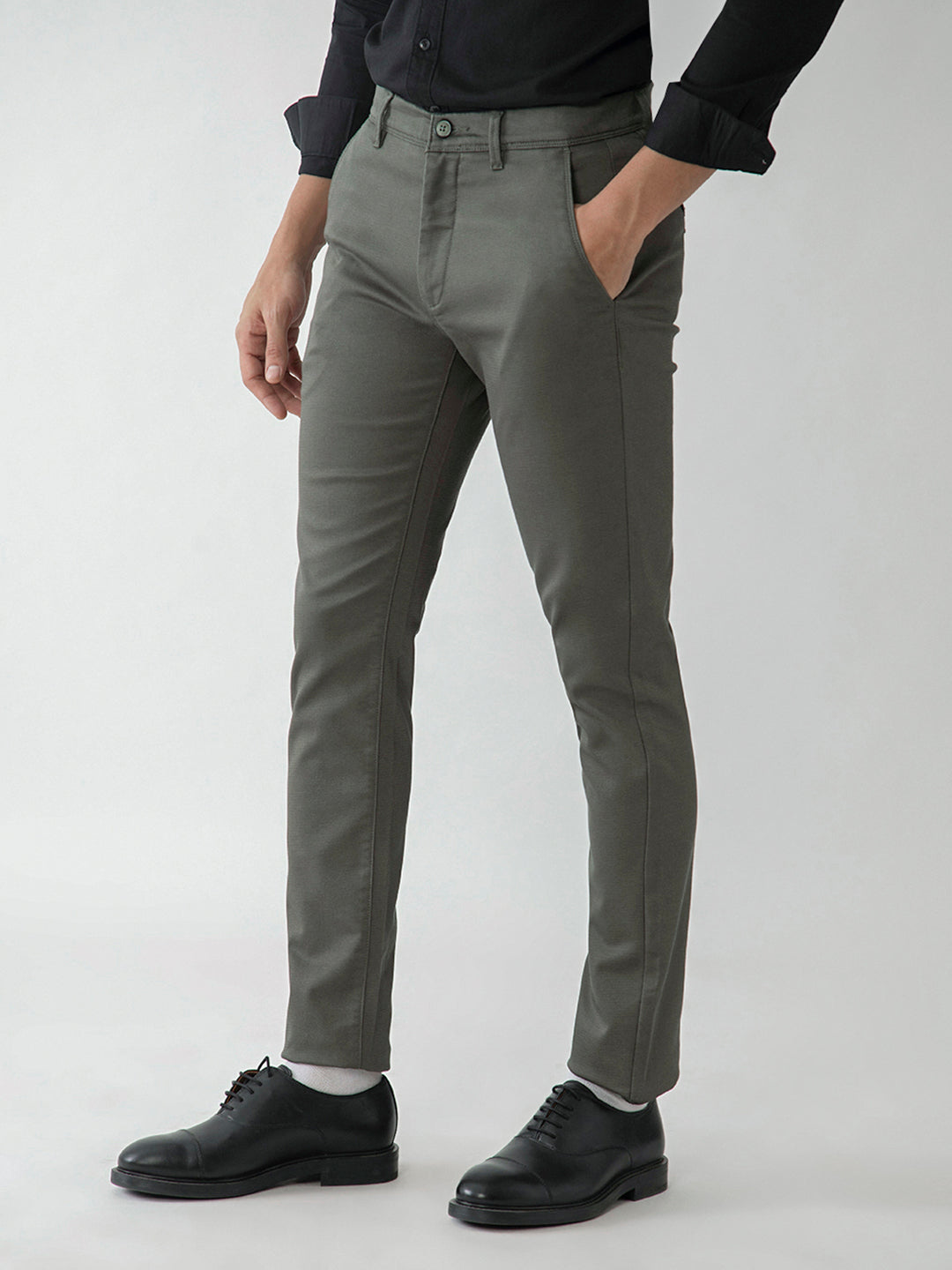 Light Brown Plain Slim Fit Trouser