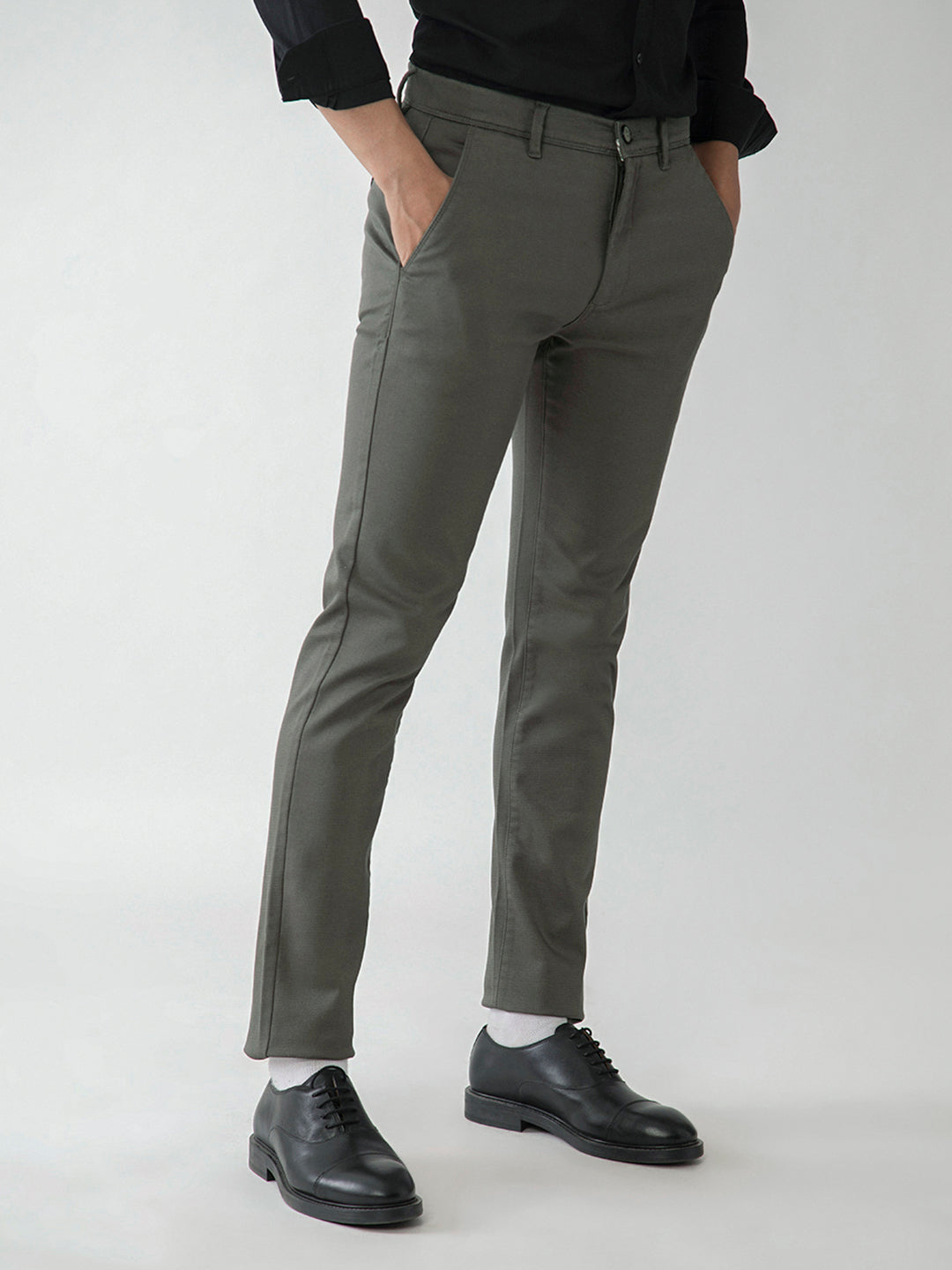 Light Brown Plain Slim Fit Trouser