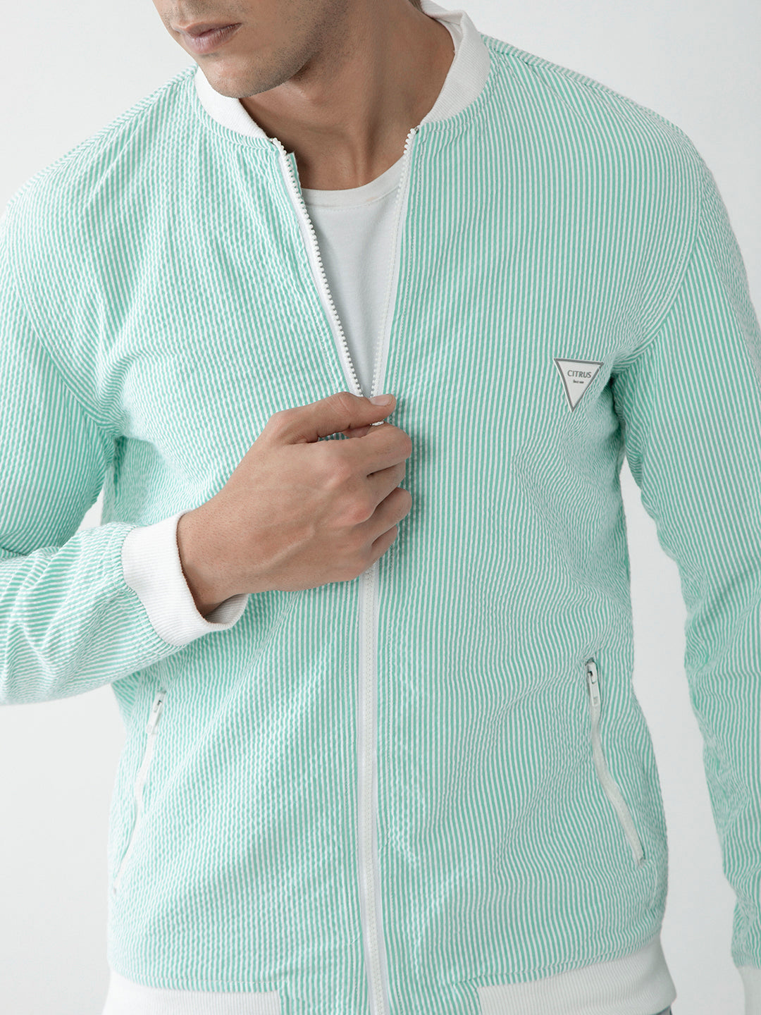 Green Stripes Bomber Jacket