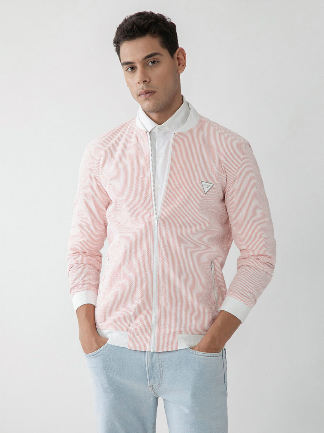 Pink Stripes Bomber Jacket