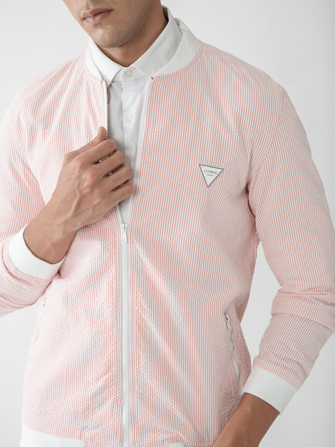 Pink Stripes Bomber Jacket