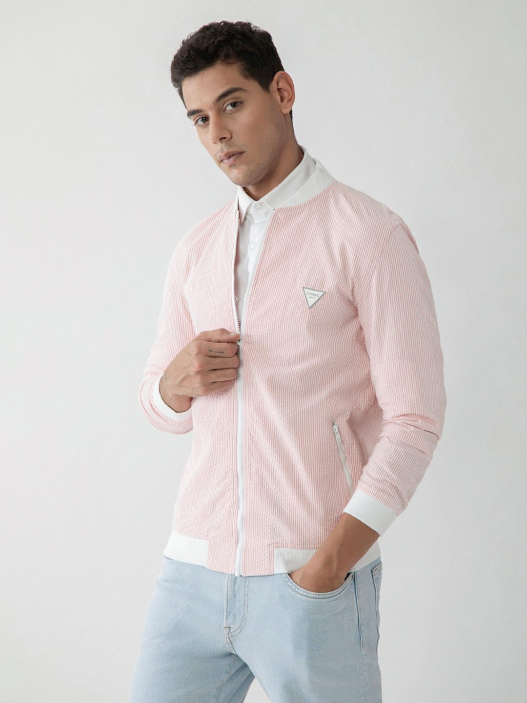 Pink Stripes Bomber Jacket