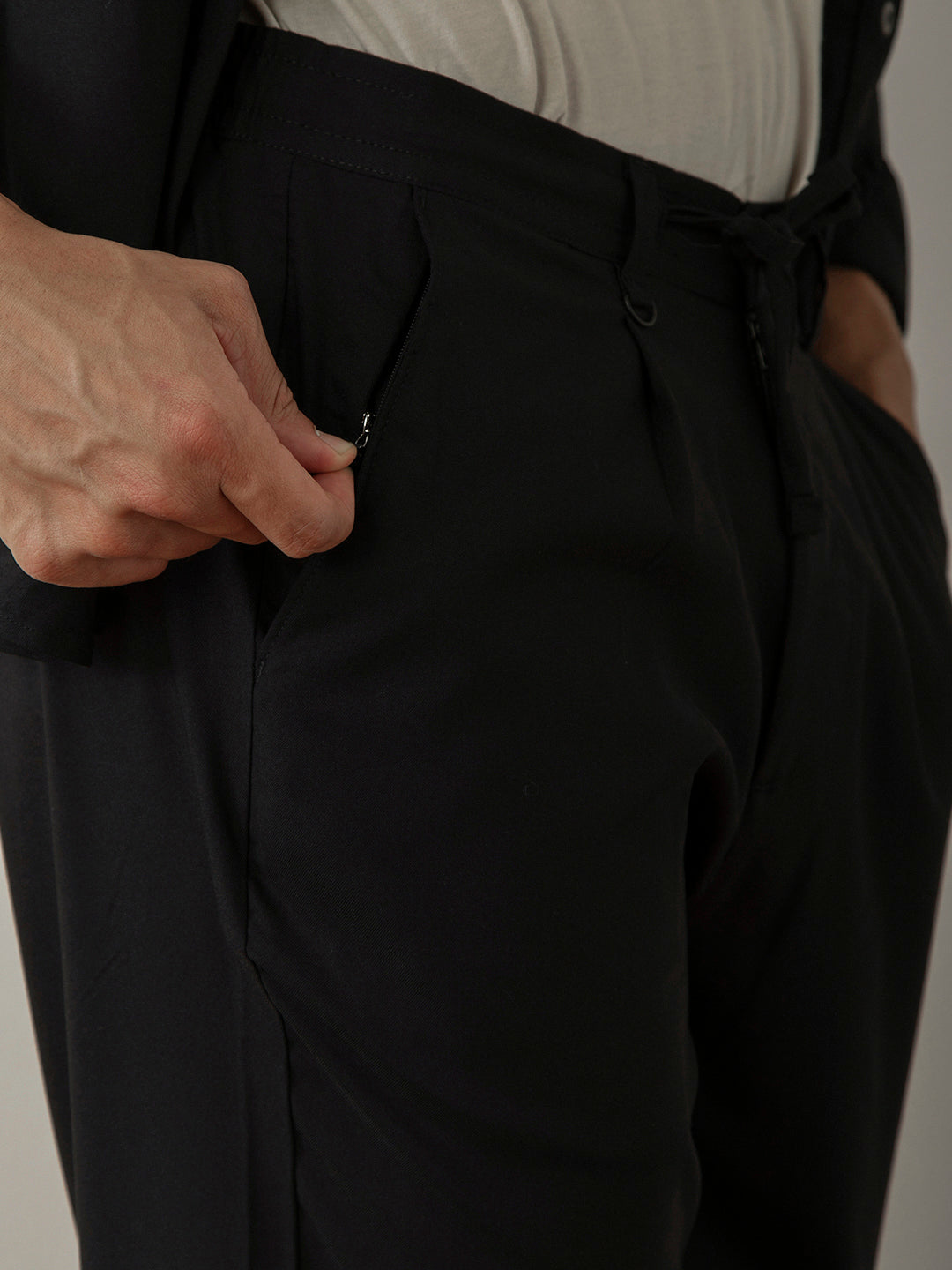 Black Cotton Travel Pant