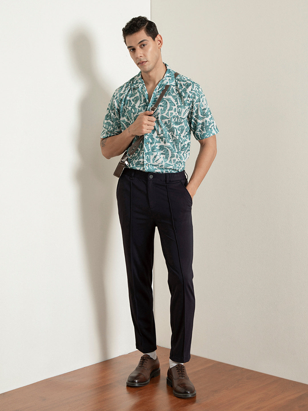 Green Print Camp Collar Resort Shirt