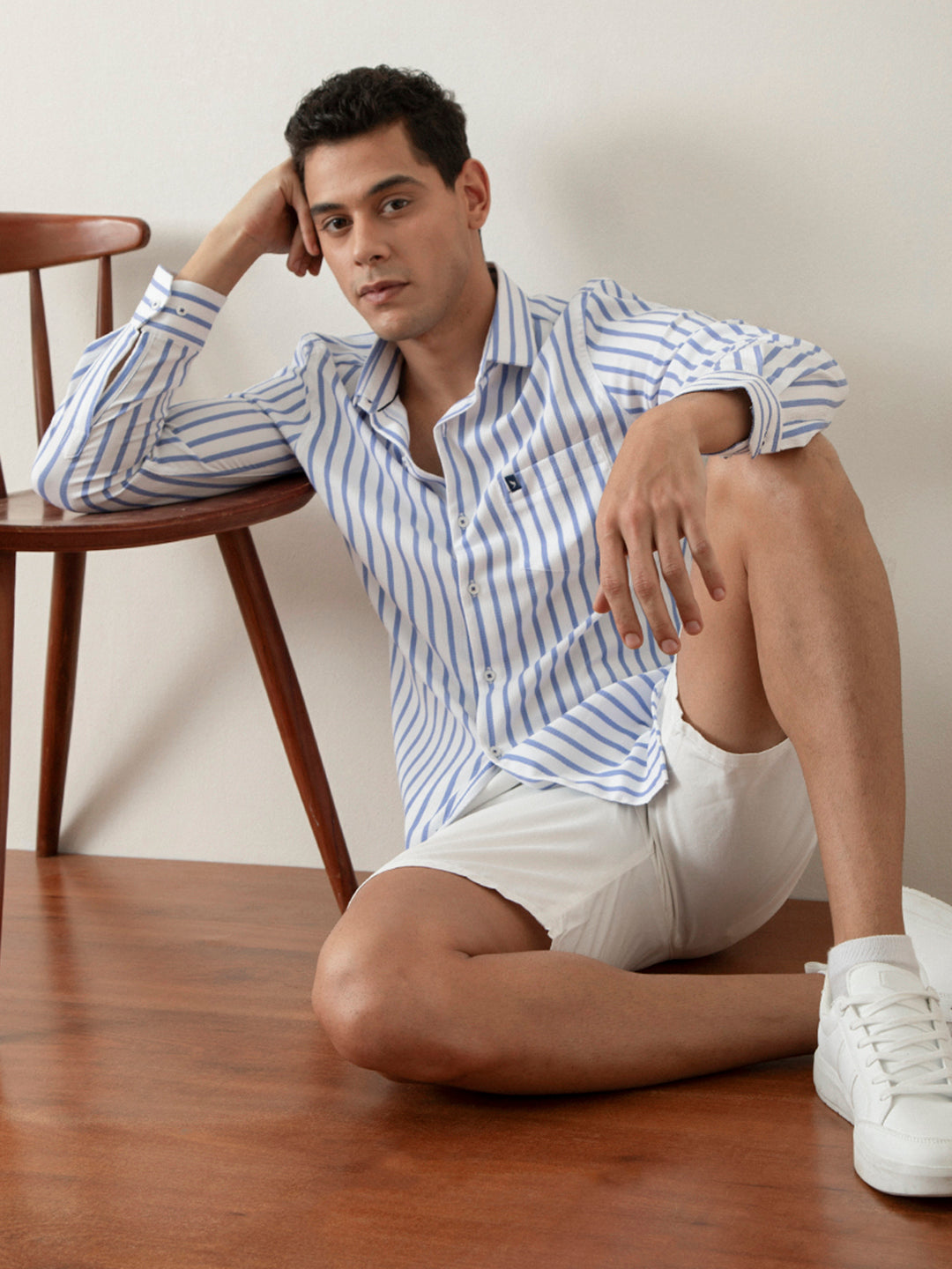 Blue Vertical Stripes Shirt