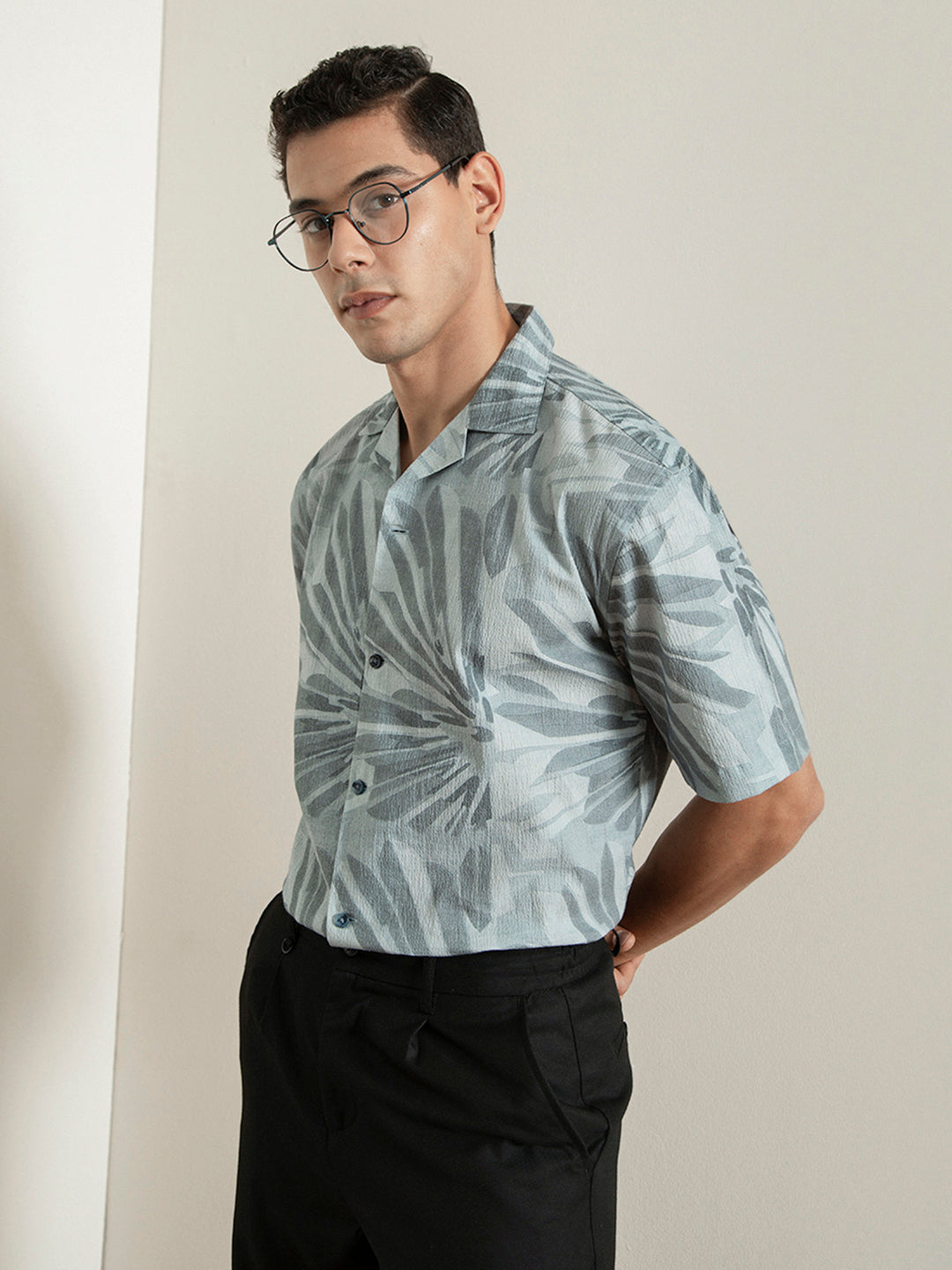 Blue Print Half Sleeve Shirt