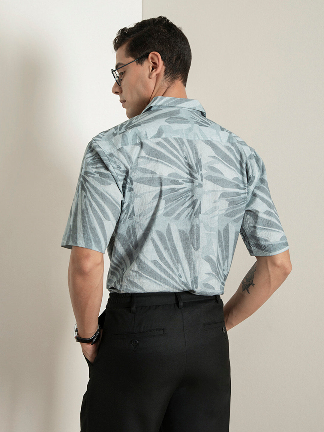 Blue Print Half Sleeve Shirt