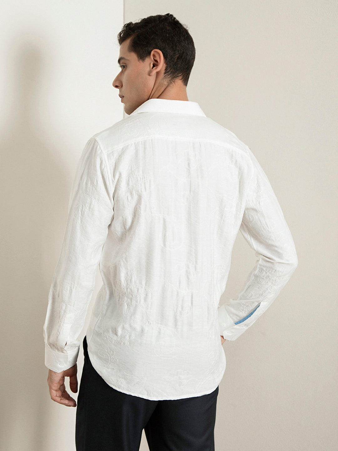 White Embroidery Plain Shirt