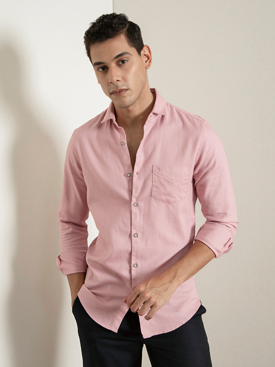 Pink Plain Cotton Shirt