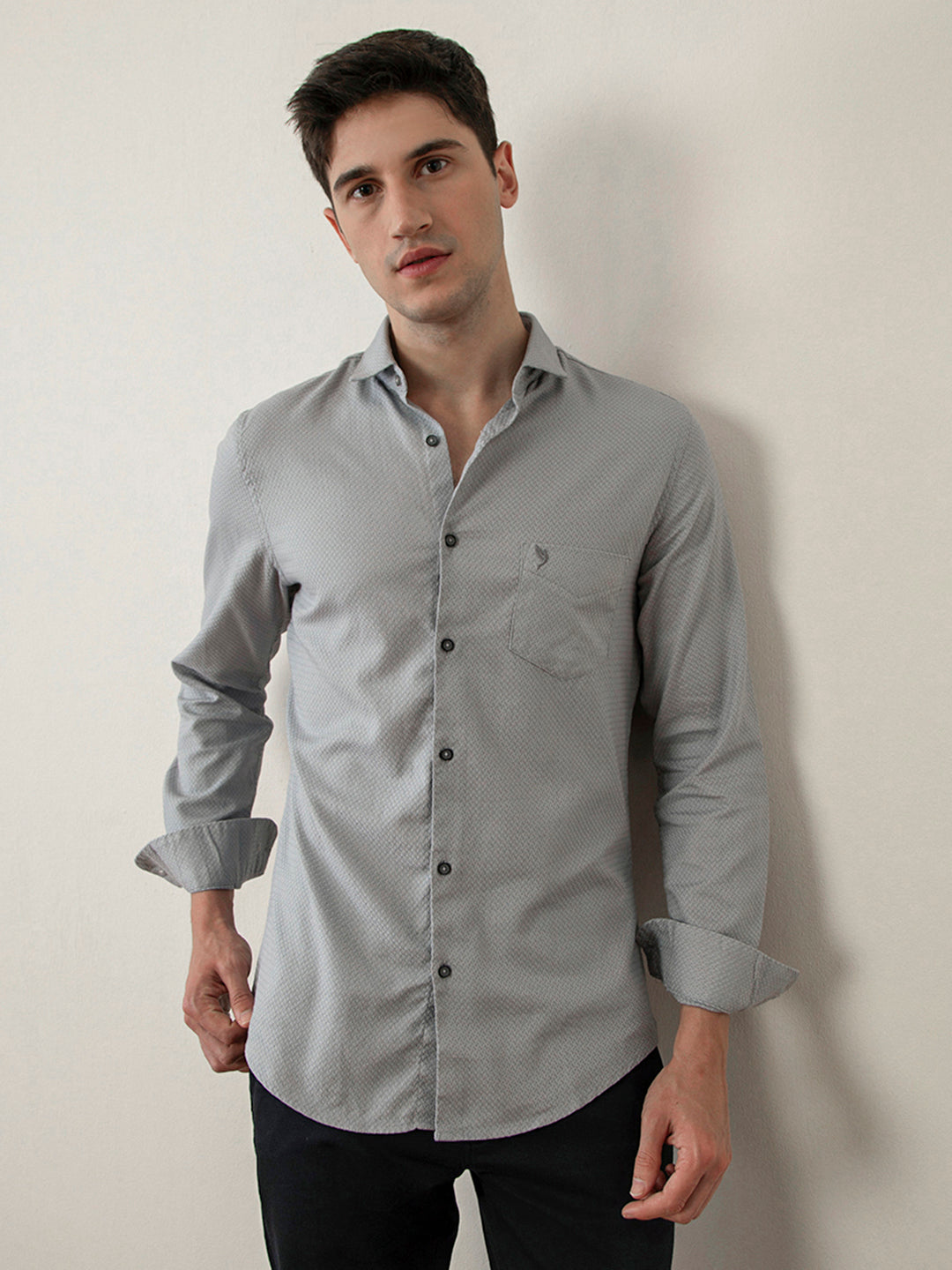 Grey Plain Cotton Shirt