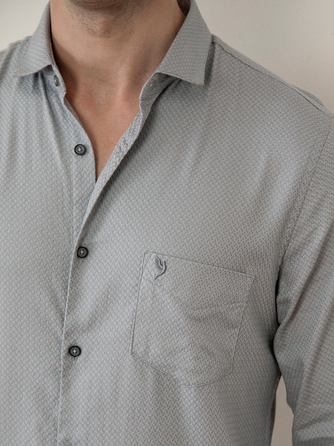 Grey Plain Cotton Shirt