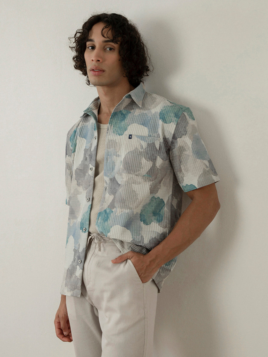 Cloud Print Half Sleeve Resort Shirt