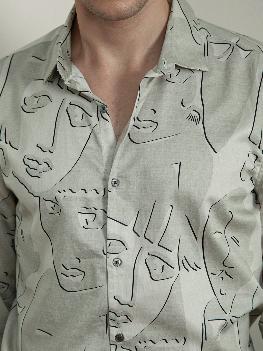 Beige Abstract Print Shirt