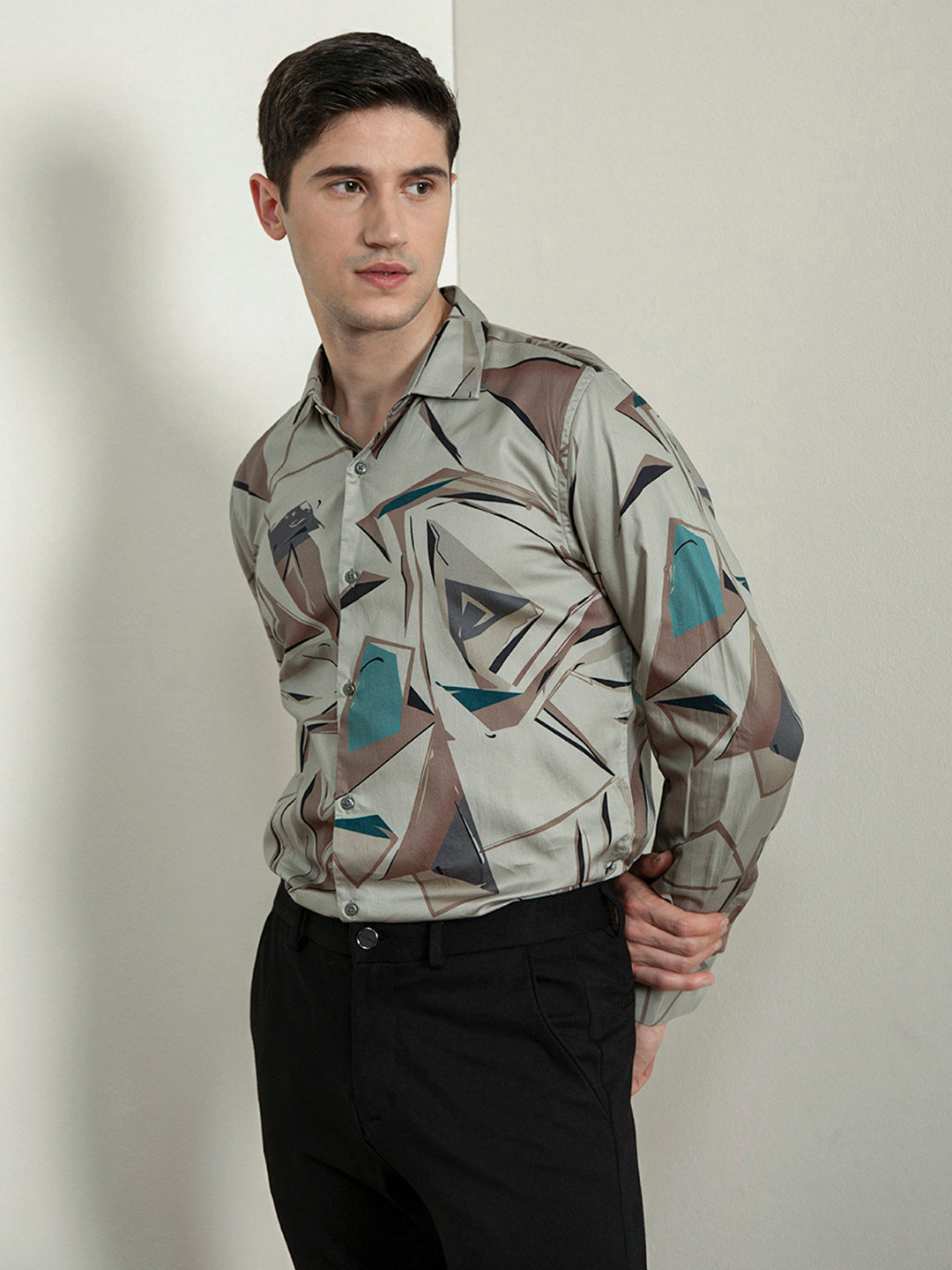 Khaki Digital Print Shirt