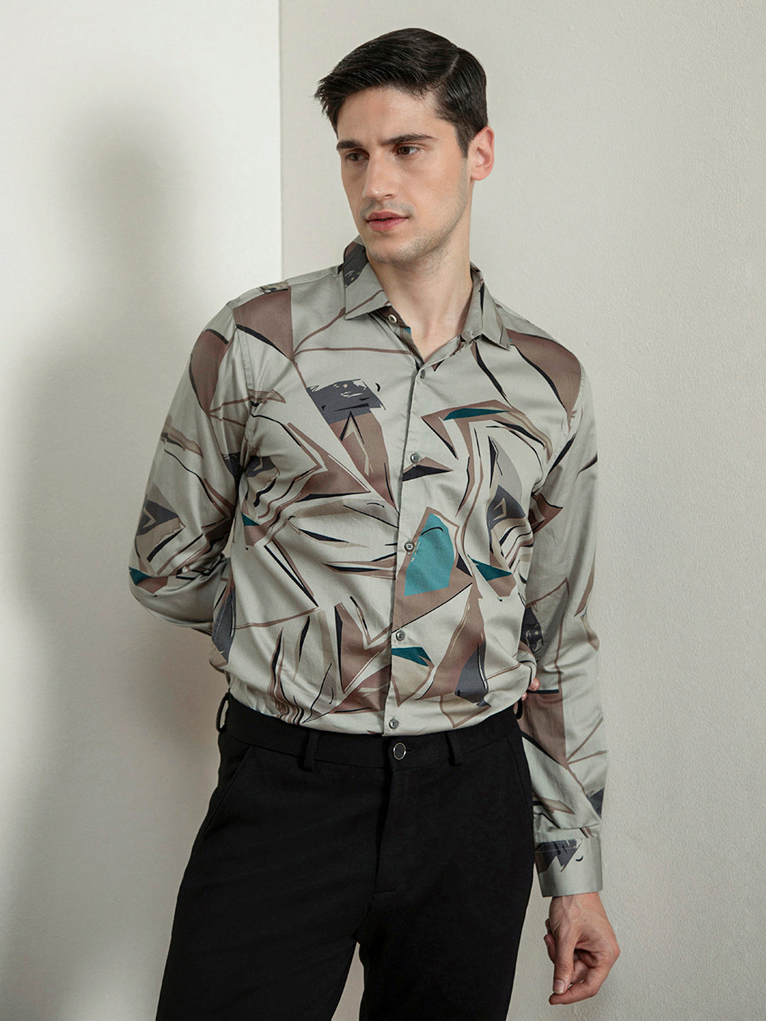 Khaki Digital Print Shirt