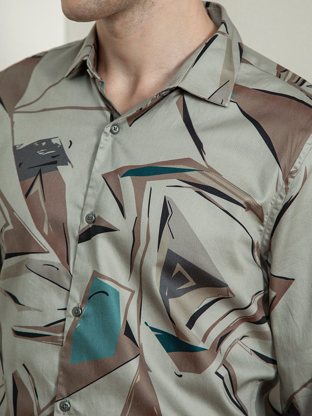 Khaki Digital Print Shirt