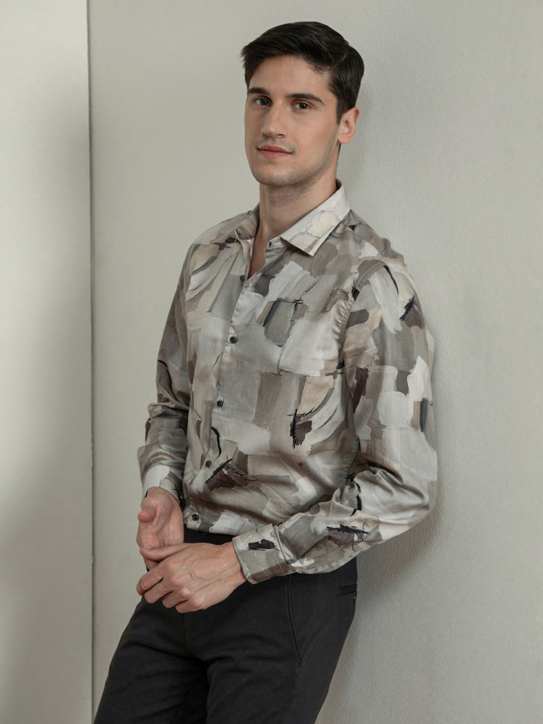 Beige Digital Print Shirt