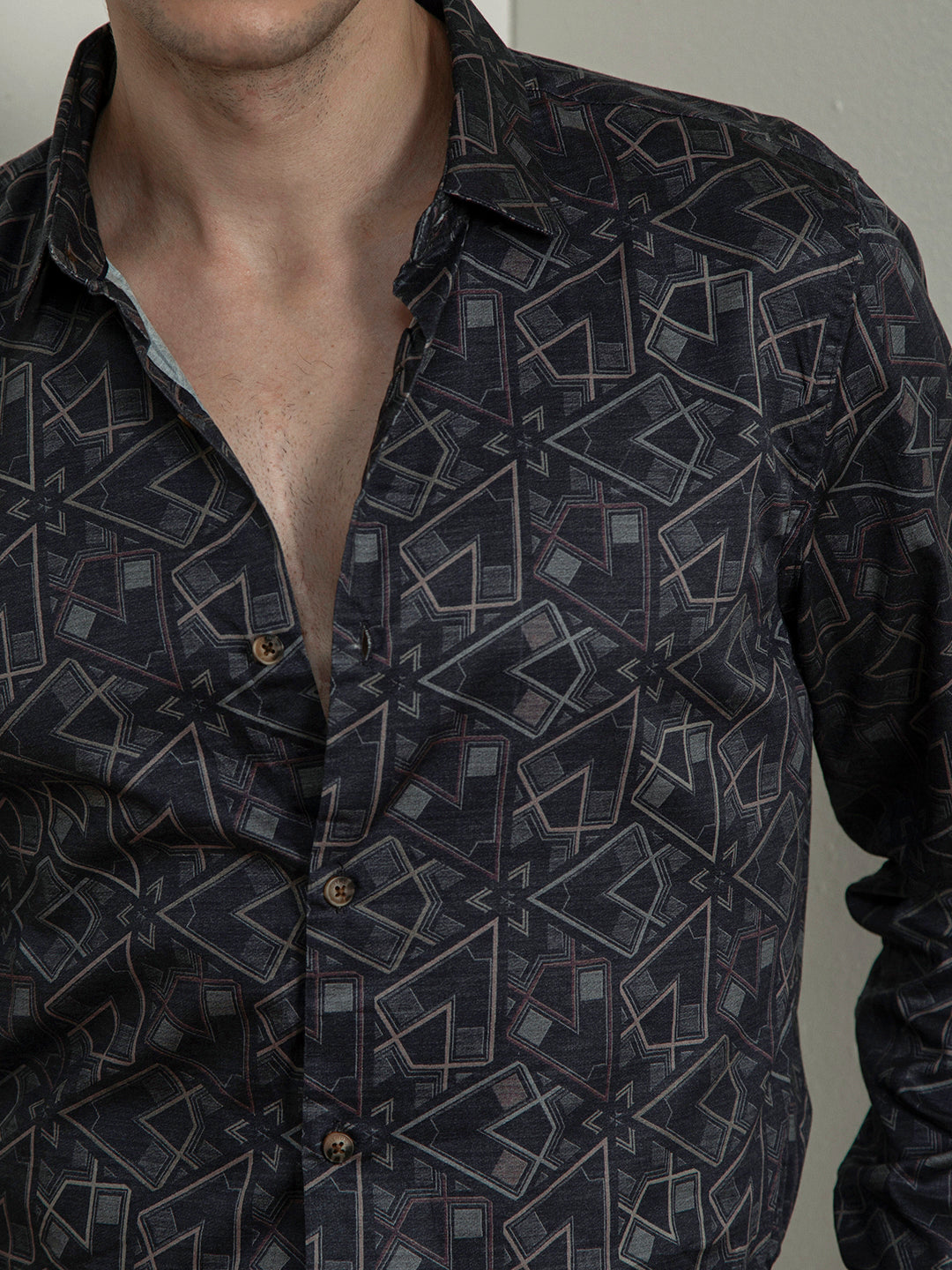 Grey Abstract Print Shirt