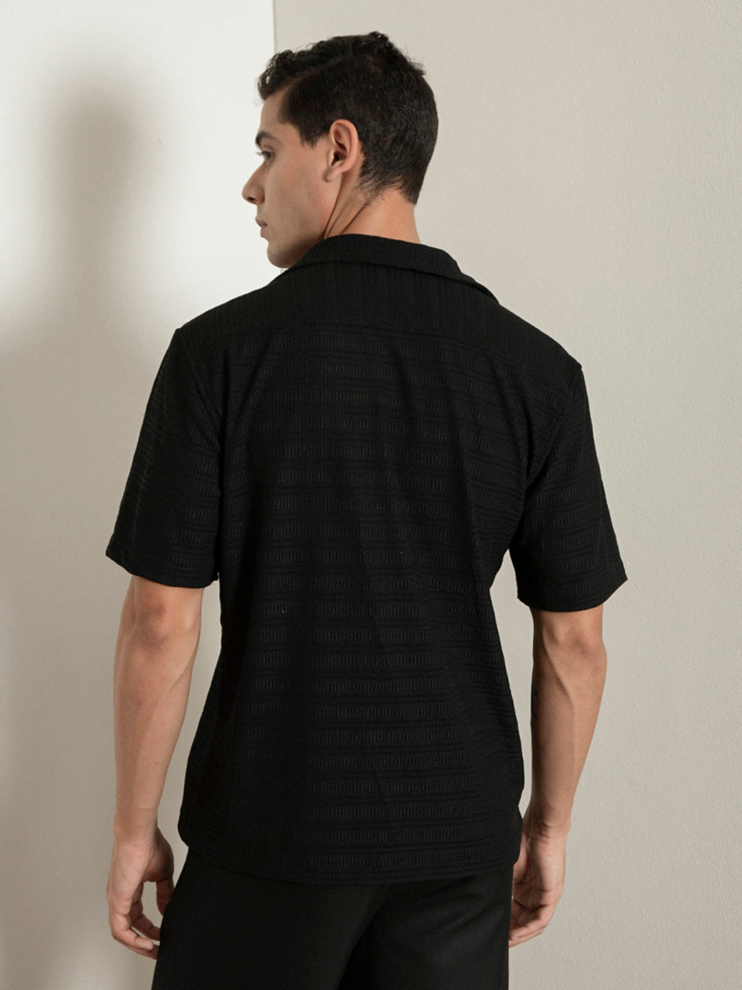 Black Half Sleeves Resort Shirt