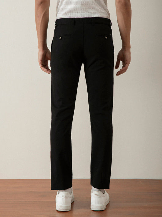 Black Solid Slim Fit Trouser