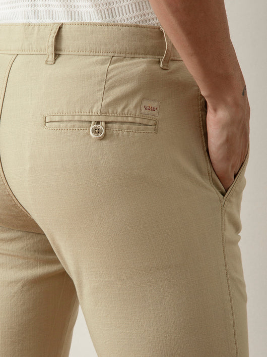 Khaki Solid Slim Fit Trouser