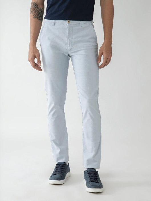 Blue Solid Slim Fit Trouser