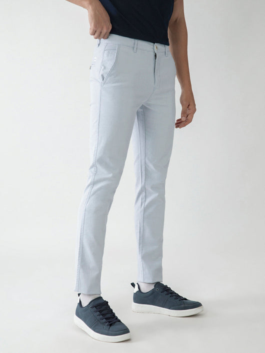 Blue Solid Slim Fit Trouser