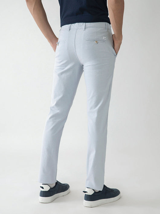 Blue Solid Slim Fit Trouser